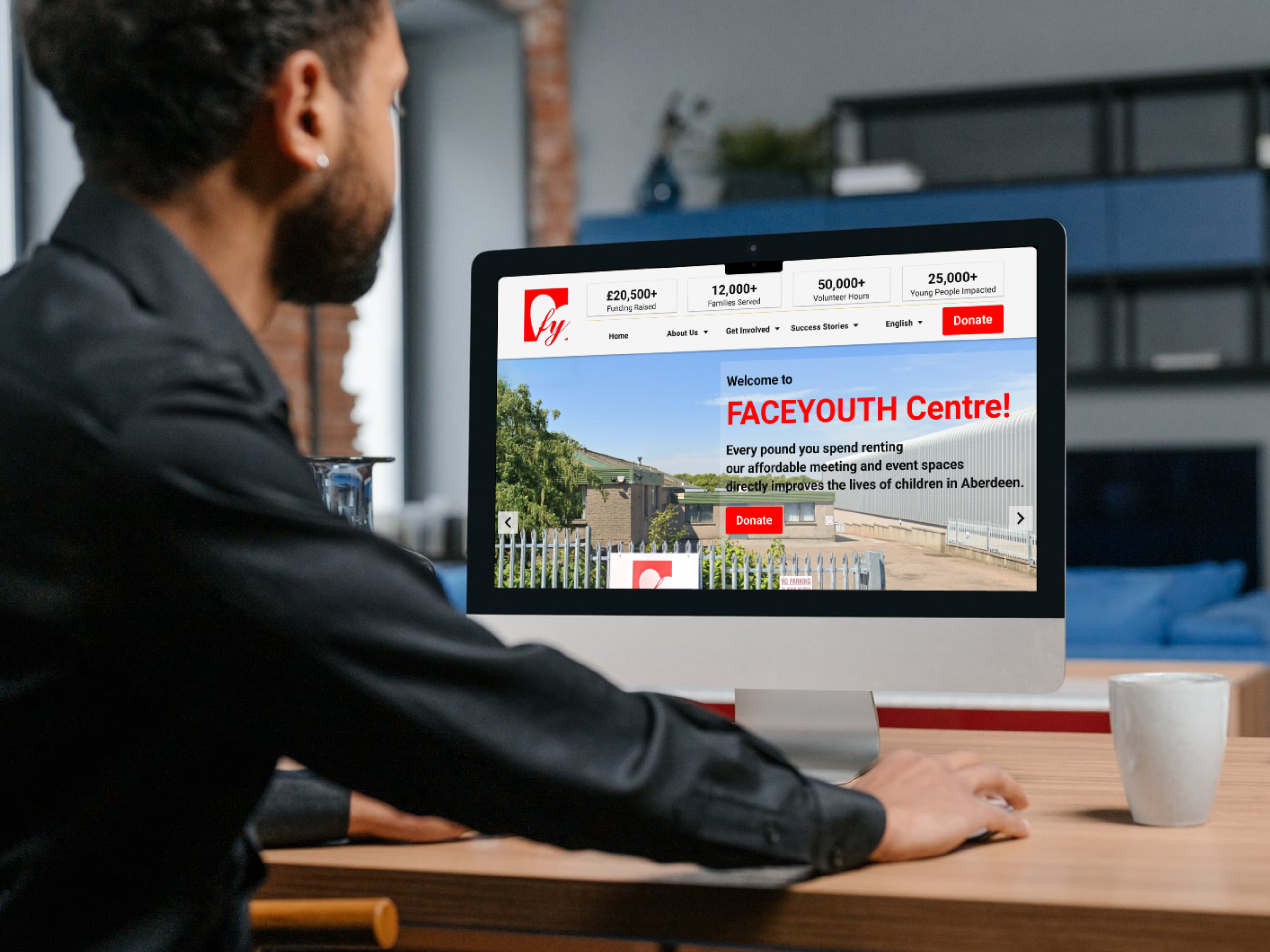 FACEYOUTH charity website before and after redesign comparison