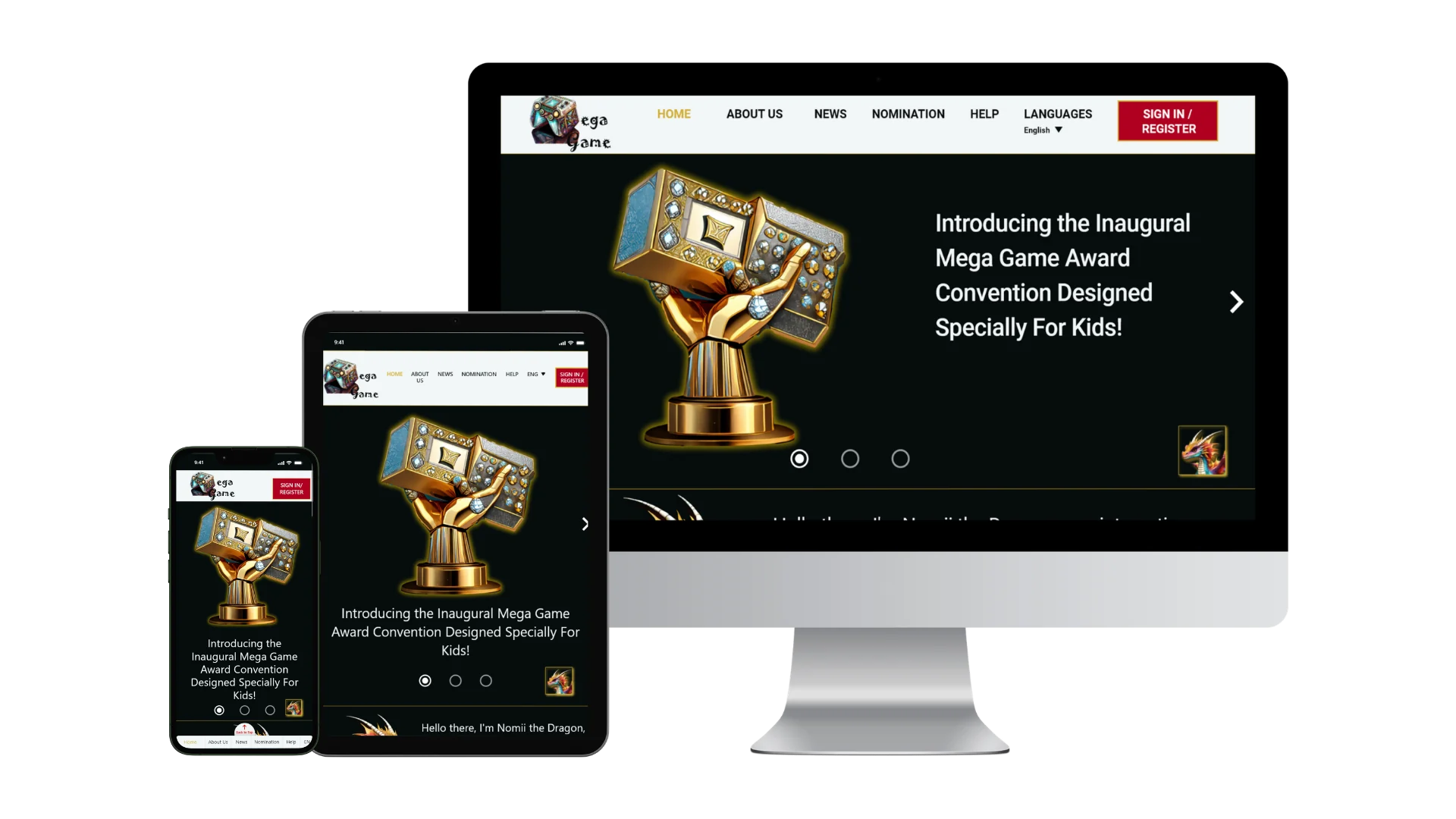 Mega Game Award desktop homepage concept